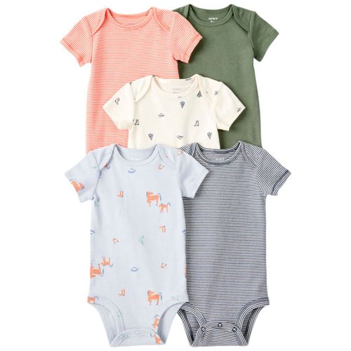 Set de 5 mamelucos multicolor con estampado para bebé niño