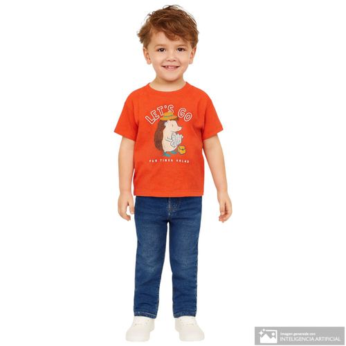 Camiseta anaranjada con estampado para niño