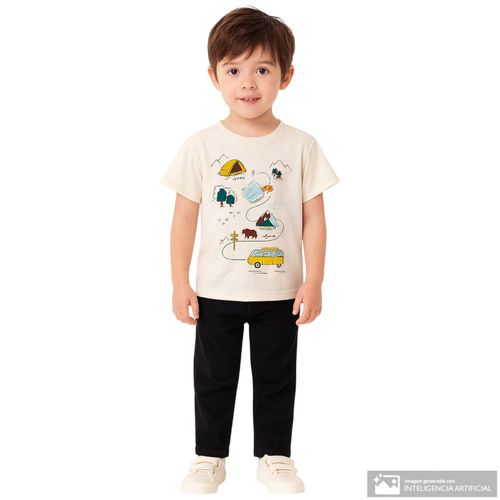 Camiseta beige con estampado para niño