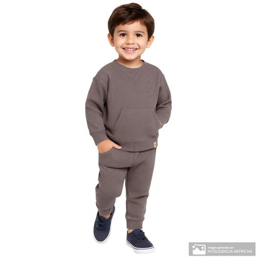 Conjunto de 2 piezas grises sólido para niño
