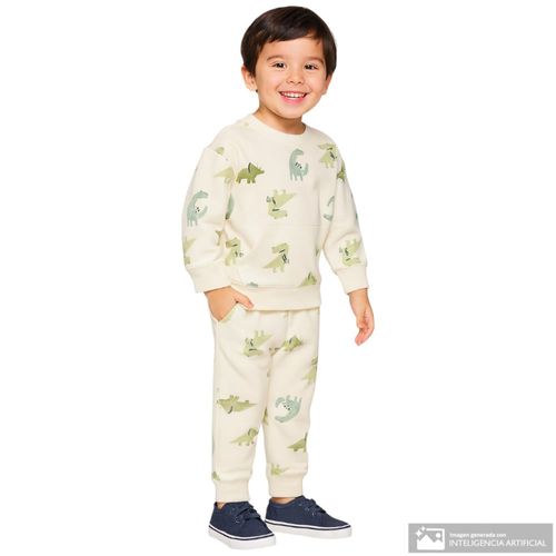 Conjunto de 2 piezas blancas con estampado para niño