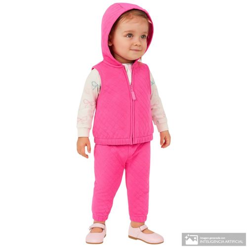 Conjunto de 3 piezas bicolor con estampado para bebé niña