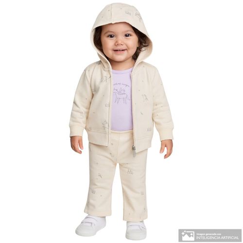 Conjunto de 3 piezas bicolor con estampado para bebé niña