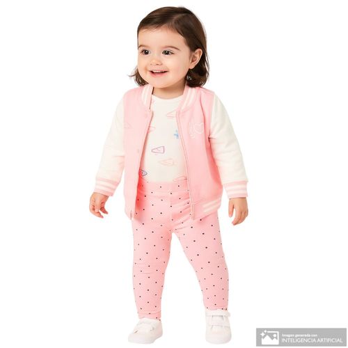 Conjunto de 3 piezas bicolor con estampado para bebé niña