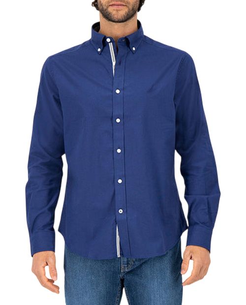 Camisa casual Nautica azul sólida para hombre