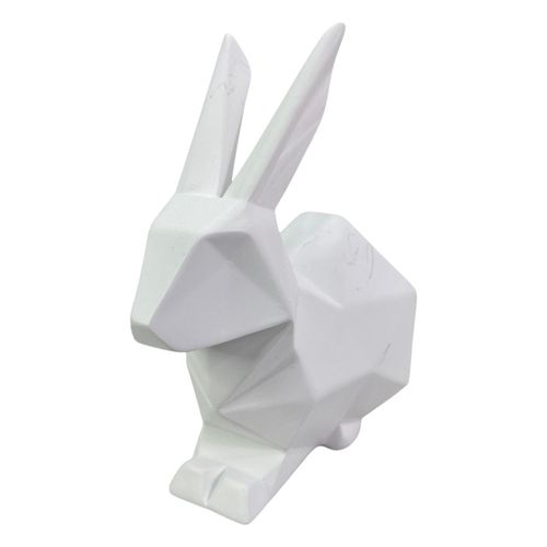 Figura decorativa conejo origami de poliresina 16.5x8.5x17 cm