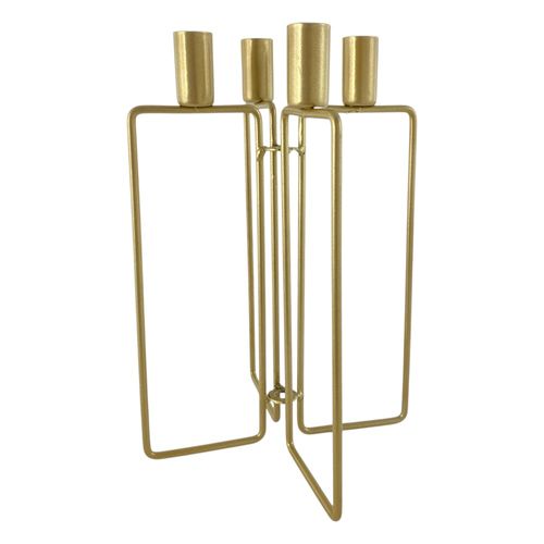 Portavela de metal dorado 18.2x26 cm