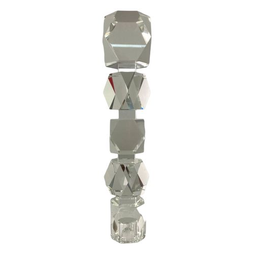 Portavela decorativo diseño geométrico de vidrio 5x24.5 cm