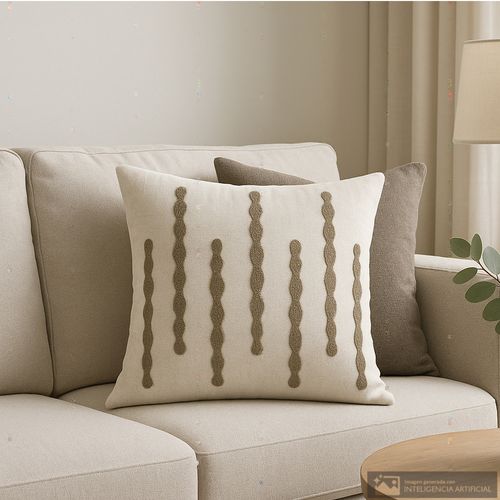 Cojín cuadrado decorativo de poliéster con diseño líneas onduladas 45x45 cm