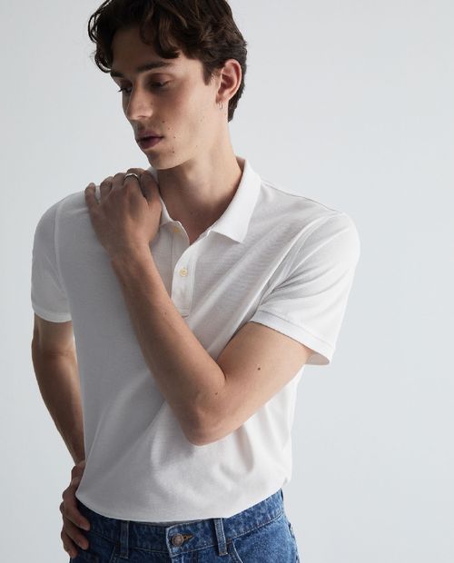 Polo blanco texturizado Sfera para hombre