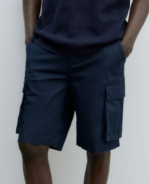 Short cargo Sfera azul navy sólido para hombre