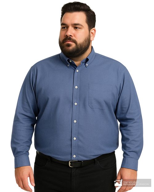 Camisa casual Gents azul heather texturizada para hombre