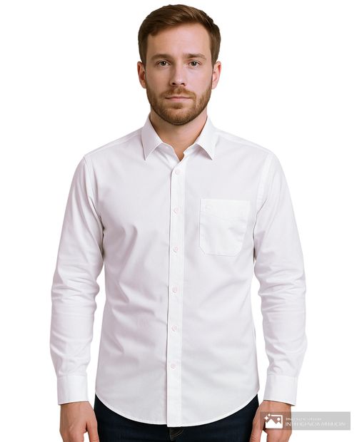 Camisa formal Oscar de la Renta classic fit blanca sólida para hombre
