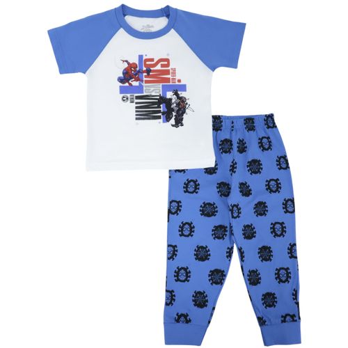 Pijama de 2 piezas azules con estampado spider man para niño