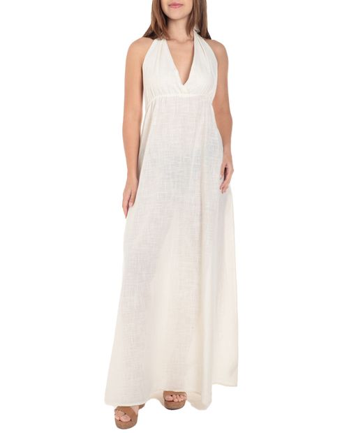 Salida de baño Énfasis estilo vestido blanco para mujer