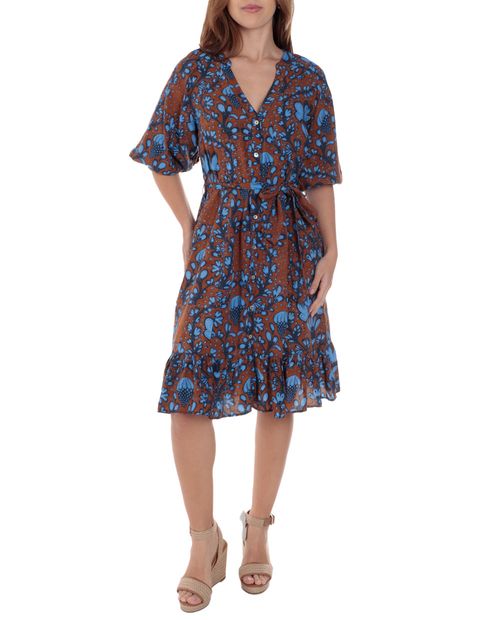 Vestido Sabrina wrap estampado manga corta para mujer