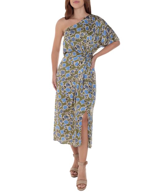 Vestido Sabrina midi estampado manga corta para mujer