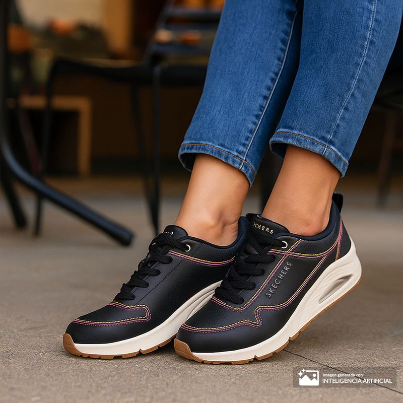 Zapato casual Skechers UNO color negro para mujer