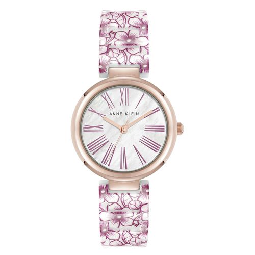 Reloj Anne Klein análogo de metal/cerámica color rosado para mujer