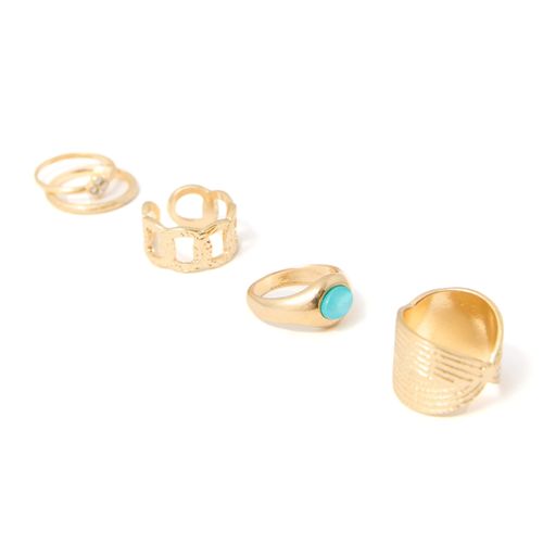 Set de 4 anillos dorados para mujer