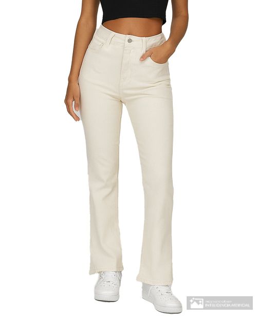 Jeans Nicolle bootcut beige de cintura alta para mujer