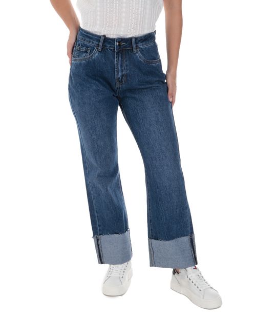 Jeans Sabrina straight azul de cintura alta para mujer