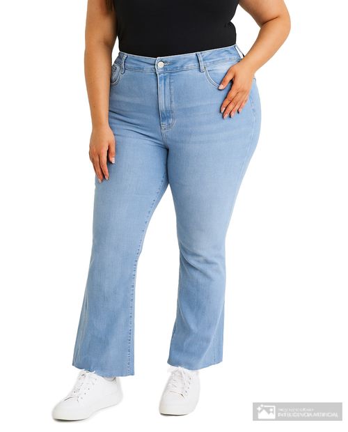 Jeans Sabrina flare celeste de cintura alta para mujer