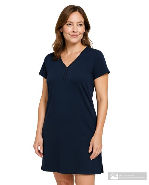 Camisón Nicolle azul manga corta para mujer