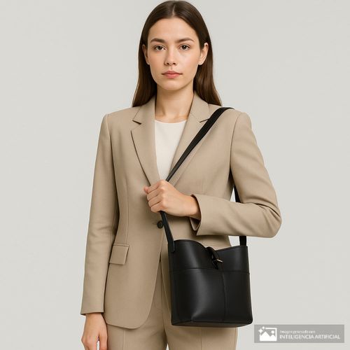 Cartera bucket bag Sabrina color negro para mujer