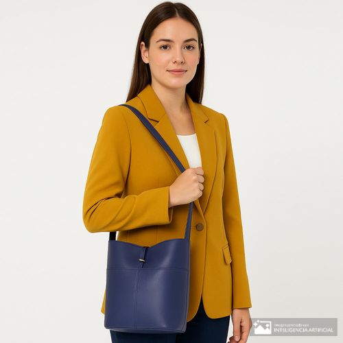 Cartera bucket bag Sabrina color azul navy para mujer