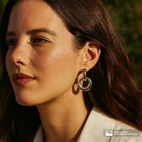 Aretes largos bicolor para mujer