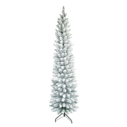 Árbol navideño nevado tipo lápiz 7 pies (213 cm) con 295 puntas