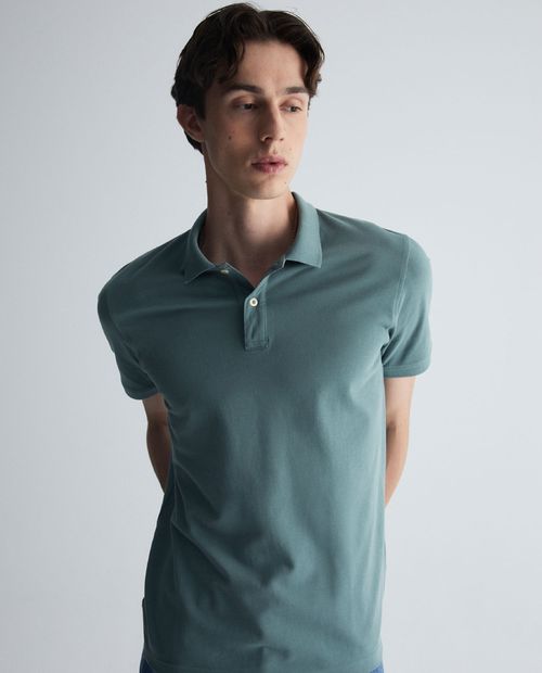 Camisa polo Sfera verde sólida para hombre