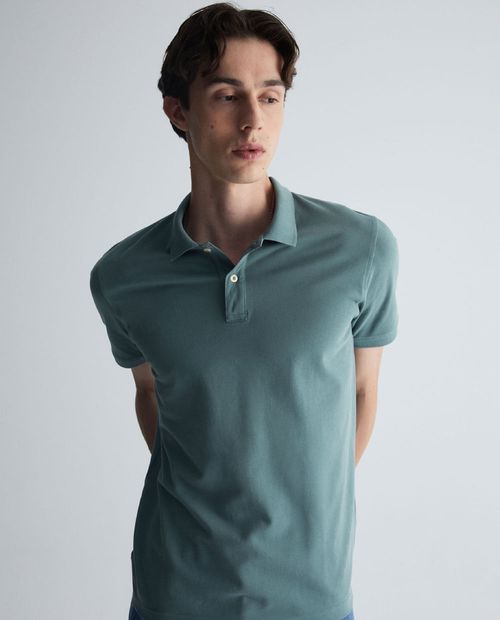 Camisa polo Sfera verde sólida para hombre
