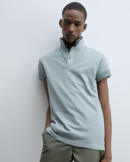 Camisa polo Sfera celeste sólida para hombre