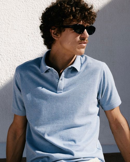Camisa polo Sfera celeste heather para hombre