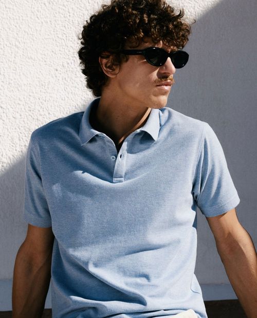 Camisa polo Sfera celeste heather para hombre