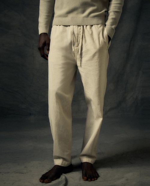 Pantalón de lino Sfera beige heather para hombre