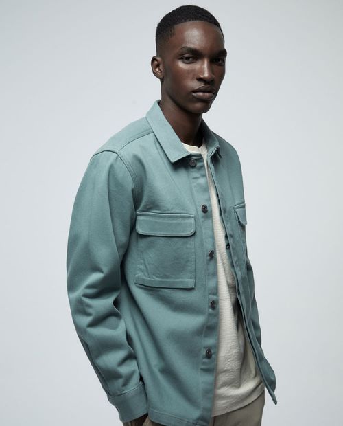 Camisa casual Sfera verde sage heather para hombre