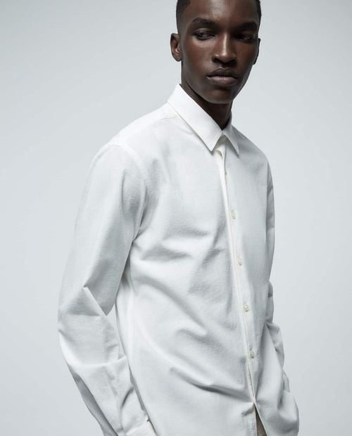 Camisa casual Sfera ivory texturizada para hombre