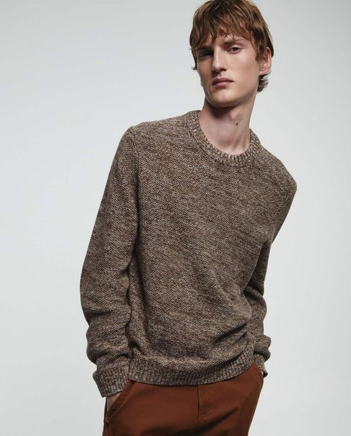 Suéter Sfera café heather texturizado para hombre