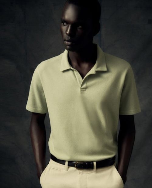 Camisa polo Sfera verde claro texturizada para hombre