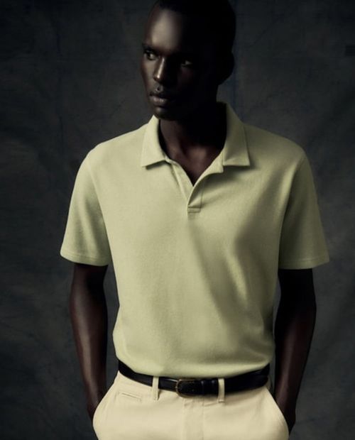 Camisa polo Sfera verde claro texturizada para hombre