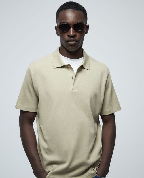 Camisa polo Sfera beige texturizada para hombre