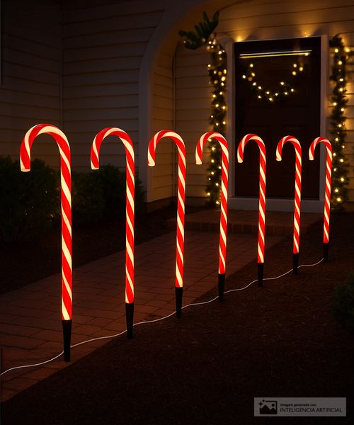 Set de 6 luces de bastón de caramelo 75 cm