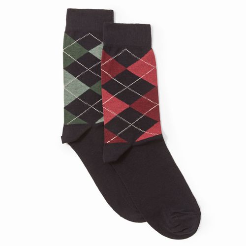 Pack de 2 pares de calcetines crew Sfera azul navy con rombos para hombre