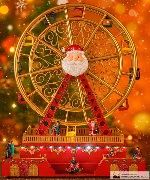 Carrusel navideño con luz  movimiento y música 38 x 17 x 49 cm
