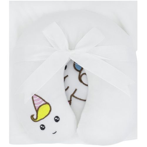 Frazada blanca con almohada de unicornio para bebé