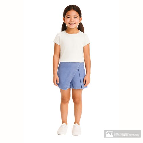 Falda short denim azul para niña