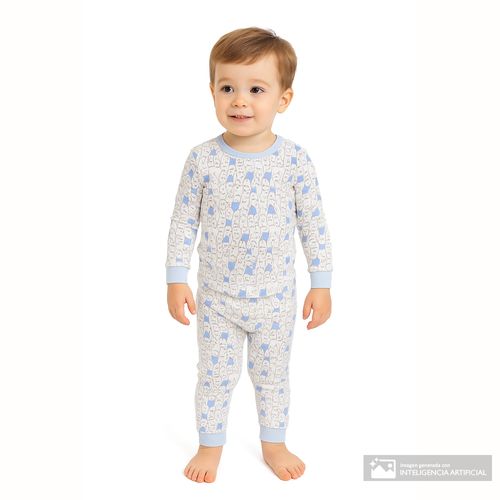 Pijama de 2 piezas multicolor con estampado de osos para niño